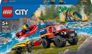 60412 LEGO® City 4x4 ugunsdzēsēju visurgājējs ar glābšanas laivu цена и информация | Конструкторы и кубики | 220.lv