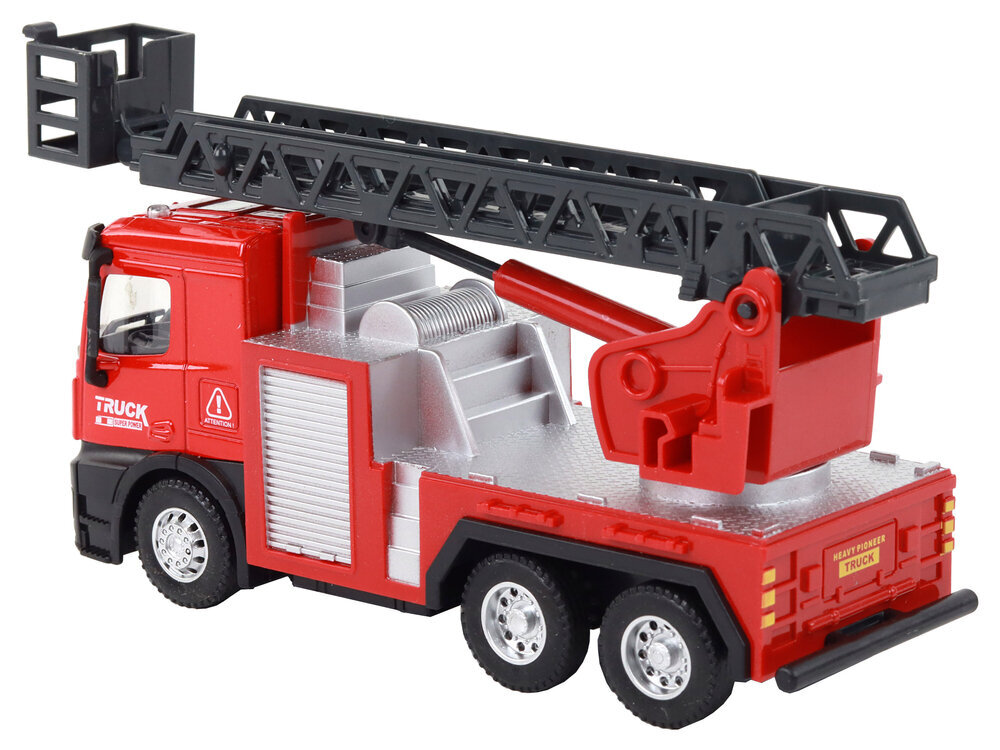 Sarkana ugunsdzēsēju mašīna ar ievelkamām kāpnēm Lean Toys, sarkana цена и информация | Rotaļlietas zēniem | 220.lv