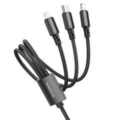 Borofone Cable BX72 3 in 1 - USB to Type C, Micro USB, Lightning - 2A 1 metre black цена и информация | Кабели для телефонов | 220.lv