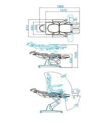 "Azzurro 870S pedi 3 motoru pelēks elektriskais kosmētikas krēsls cena un informācija | Mēbeles skaistumkopšanas saloniem | 220.lv