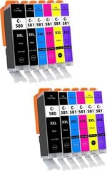 Поставка Guy 12 Printer Cartridges xxl с чипами, совместимыми с Canon PGI-580 CLI-581 для Pixma TS8151 TS8200 TS8251 TS8350 TS8352 TS9100 TS9155 цена и информация | Картриджи для струйных принтеров | 220.lv
