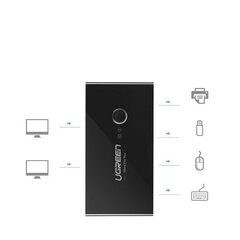 Распределительная коробка HUB-переключатель 4x USB 3.2 Gen 1 USB-разветвитель для двух компьютеров - черный цена и информация | Адаптеры и USB разветвители | 220.lv