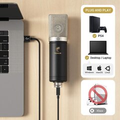 Тонор USB-микрофон, конденсаторный микрофон 192 кГц / 24-битная заглушка и воспроизведение компьютерного микрофона для подкаста, видео YouTube, потока, голос, TC-2030 цена и информация | Микрофоны | 220.lv