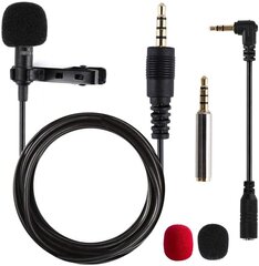 Lavalier Microphone, Omnidectional Condenser Lapel Mic с простым клипом для записи собеседования/видео конференции/подкаста/голосового диктата цена и информация | Микрофоны | 220.lv