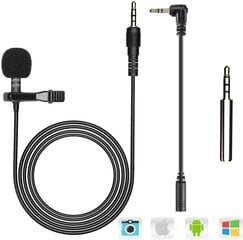 Микрофон Lavalier для мобильных телефонов и ПК, 2M Mini Omnidirectitiation Condenser Lyc Mic с 2 трансформацией, идеально подходит для интервью, видеоконференции, подкаста, диктата и т. Д. цена и информация | Микрофоны | 220.lv