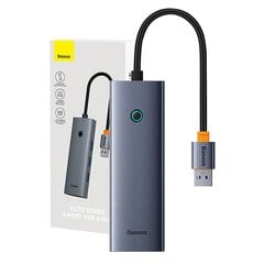 4in1 Hub Baseus  UltraJoy USB-A to USB 3.0 + RJ45 (space grey) цена и информация | Адаптеры и USB разветвители | 220.lv