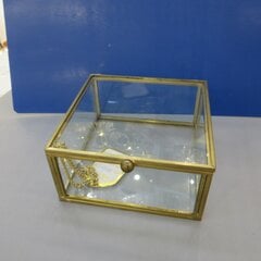 Stikla kaste BERYL 10x10xH5cm, zelta цена и информация | Детали интерьера | 220.lv
