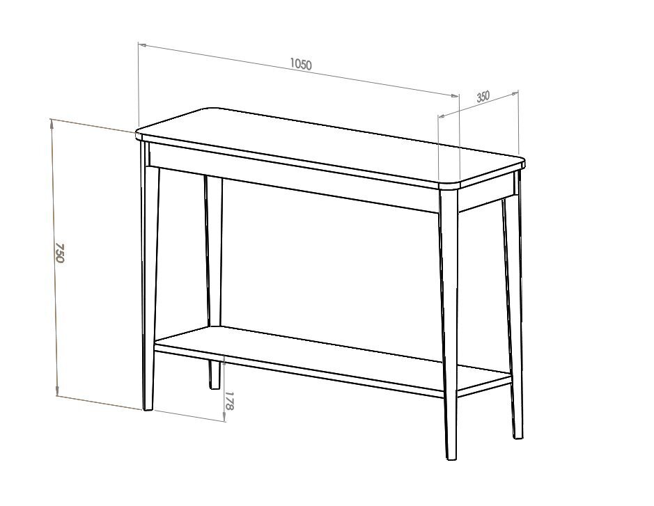 ASHME galda konsole 105x35cm, balta cena un informācija | Konsoles galdiņi | 220.lv