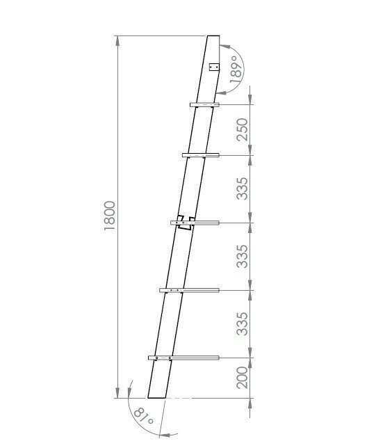 Kāpju plaukts ASHME, 45x35x180 cm, Balts cena un informācija | Plaukti | 220.lv