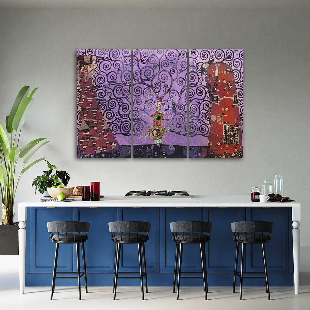 Glezna uz audekla, Violeta dzīvības koka abstrakcija cena un informācija | Gleznas | 220.lv