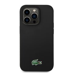 Lacoste Liquid Silicone Microfiber Croc Logo MagSafe Case for iPhone 15 Pro Black цена и информация | Чехлы для телефонов | 220.lv