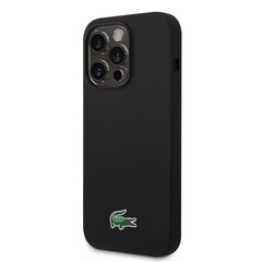 Lacoste Liquid Silicone Microfiber Croc Logo MagSafe Case for iPhone 15 Pro Black цена и информация | Чехлы для телефонов | 220.lv