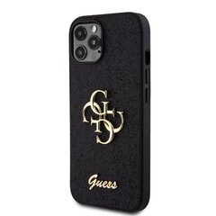 Guess PU Fixed Glitter 4G Metal Logo Case for iPhone 12|12 Pro Black цена и информация | Чехлы для телефонов | 220.lv