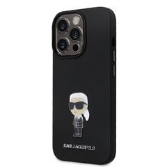 Karl Lagerfeld Liquid Silicone Metal Ikonik Case for iPhone 15 Pro Black цена и информация | Чехлы для телефонов | 220.lv