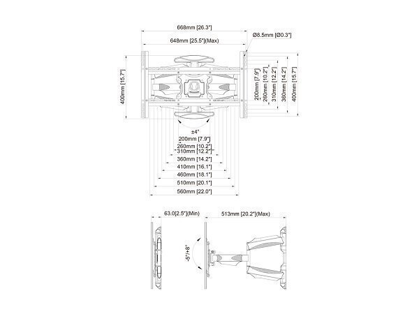 TV sienas kronšteins Multibrackets MB-2314, pelēks цена и информация | TV kronšteini | 220.lv