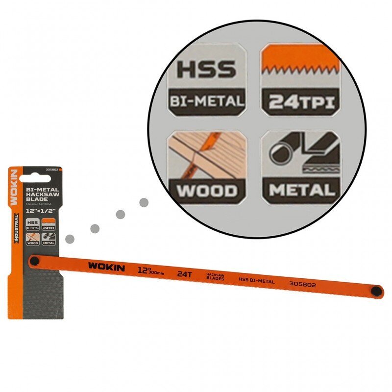 Bimetāla nazis metāla un koka griešanai, 300x12 mm cena un informācija | Rokas instrumenti | 220.lv