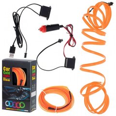 LED aplinkos apšvietimas automobiliui / automobilio USB / 12V juosta 5 m oranžinė цена и информация | Автомобильные лампочки | 220.lv