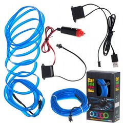 LED aplinkos apšvietimas automobiliui / automobilio USB / 12V juosta 5 m mėlyna цена и информация | Автомобильные лампочки | 220.lv