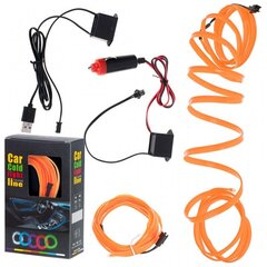 LED aplinkos apšvietimas automobiliui / automobilio USB / 12V juosta 3 m oranžinė цена и информация | Автомобильные лампочки | 220.lv