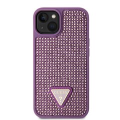 Guess Rhinestones Triangle Metal Logo Case for iPhone 15 Purple цена и информация | Чехлы для телефонов | 220.lv