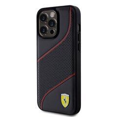 Ferrari PU Leather Perforated Slanted Line Case for iPhone 15 Pro Max Black цена и информация | Чехлы для телефонов | 220.lv