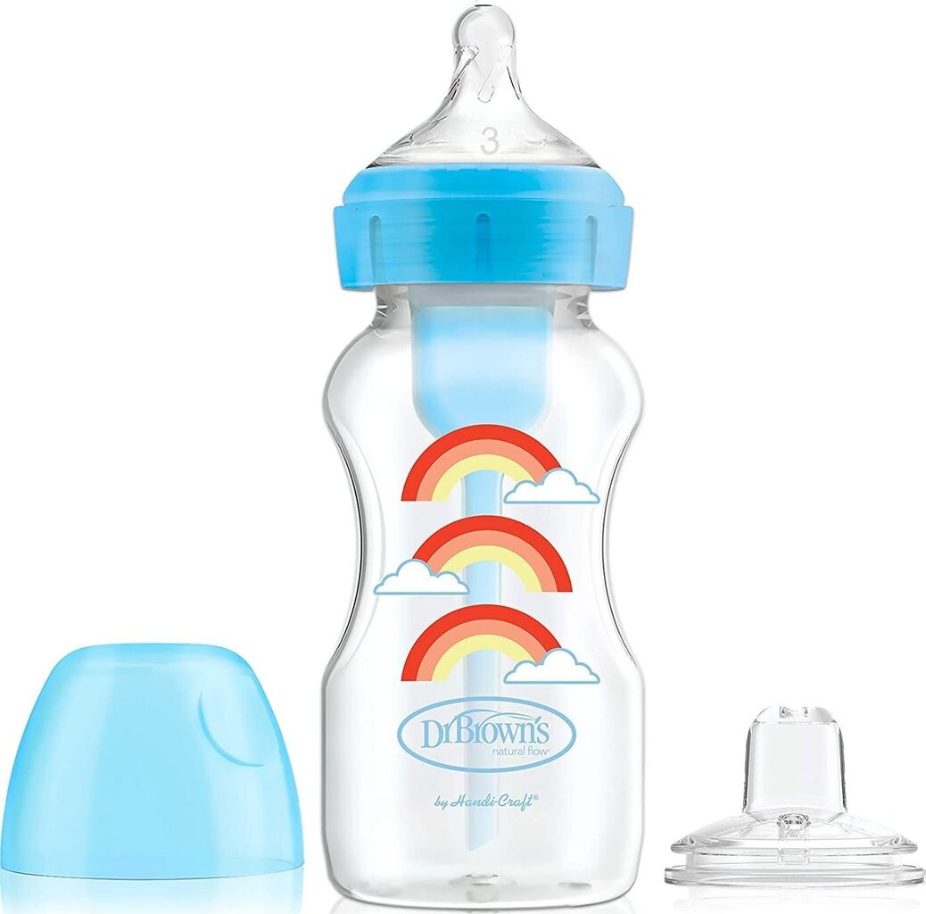 Pudele Dr Browns Options+ 2in1, zila, 6 mēneši+, 270 ml cena un informācija | Bērnu pudelītes un to aksesuāri | 220.lv