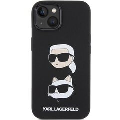 Karl Lagerfeld Liquid Silicone Karl and Choupette Heads Case for iPhone 15 Plus Black цена и информация | Чехлы для телефонов | 220.lv