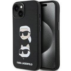 Karl Lagerfeld Liquid Silicone Karl and Choupette Heads Case for iPhone 15 Plus Black цена и информация | Чехлы для телефонов | 220.lv