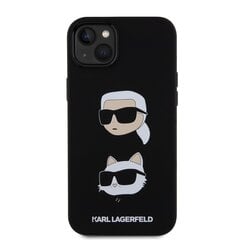 Karl Lagerfeld Liquid Silicone Karl and Choupette Heads Case for iPhone 15 Plus Black цена и информация | Чехлы для телефонов | 220.lv