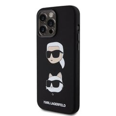 Karl Lagerfeld Liquid Silicone Karl and Choupette Heads Case for iPhone 15 Black цена и информация | Чехлы для телефонов | 220.lv