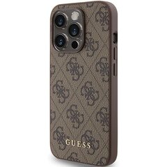 Guess GUHCP15LG4GFBR iPhone 15 Pro 6.1" brązowy|brown hard case 4G Metal Gold Logo цена и информация | Чехлы для телефонов | 220.lv