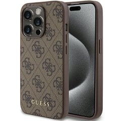 Guess GUHCP15LG4GFBR iPhone 15 Pro 6.1" brązowy|brown hard case 4G Metal Gold Logo цена и информация | Чехлы для телефонов | 220.lv