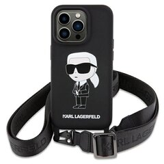 Karl Lagerfeld KLHCP15SSCBSKNK iPhone 15 6.1" hardcase czarny|black Crossbody Silicone Ikonik цена и информация | Чехлы для телефонов | 220.lv