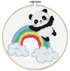 Krustdūriena izšūšanas komplekts Needleart World Panda un varavīksne, 15x15 cena un informācija | Izšūšanas piederumi | 220.lv