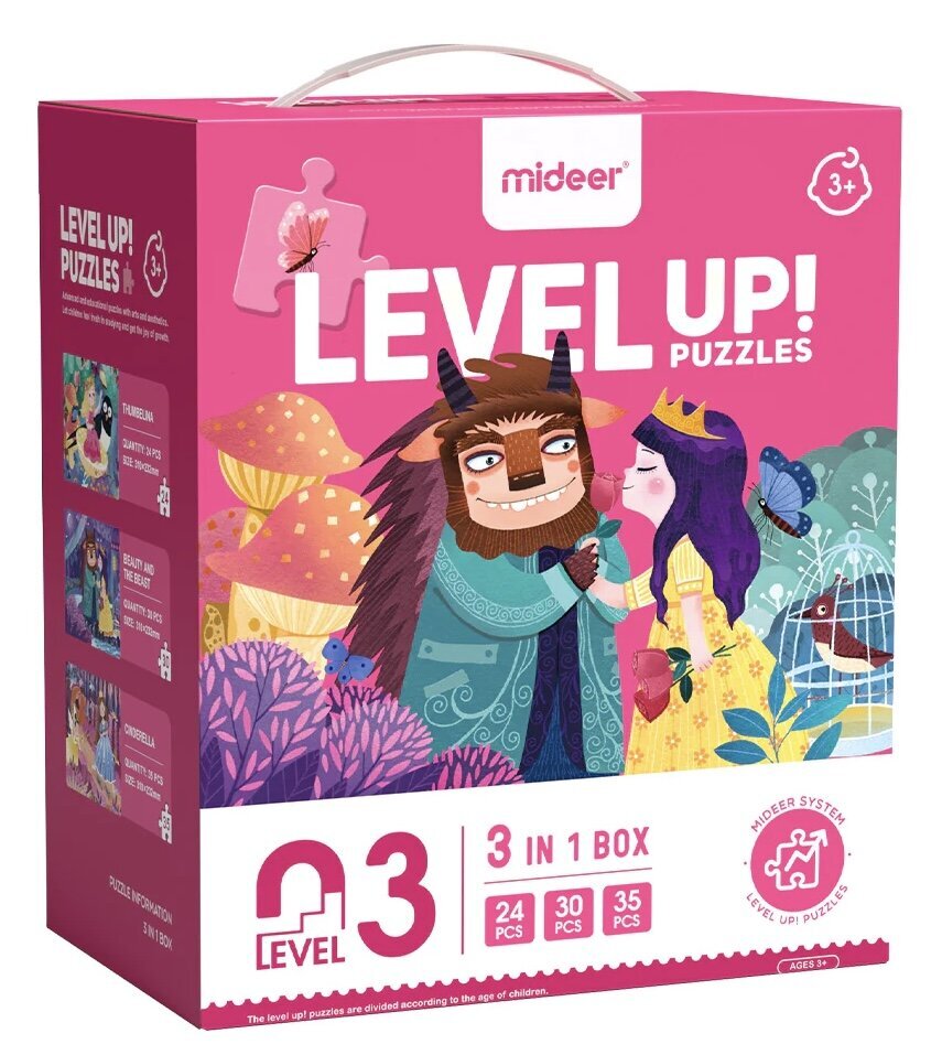 3 puzļu komplekts MiDeer Level UP! Princeses, 3. līmenis цена и информация | Puzles, 3D puzles | 220.lv