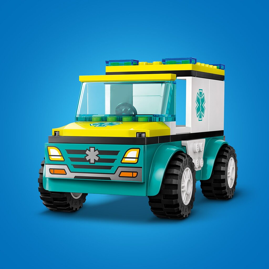 60403 LEGO® City Ātrās palīdzības mašīna un snovbordists цена и информация | Konstruktori | 220.lv