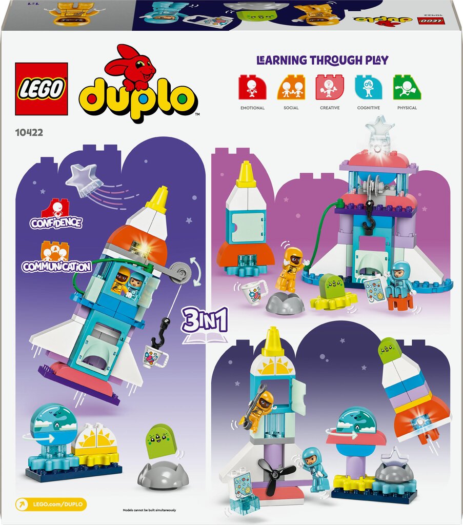 10422 LEGO® DUPLO® Kosmosa kuģa piedzīvojumi trīs vienā cena un informācija | Konstruktori | 220.lv