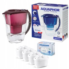 Ūdens filtrs - krūka Aquaphor 2.8l, Cherry +4 filtri cena un informācija | Virtuves piederumi | 220.lv