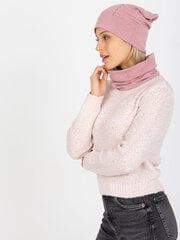 светло-розовый зимний комплект с вязаной шапкой и дымоходом цена и информация | Женские шапки | 220.lv