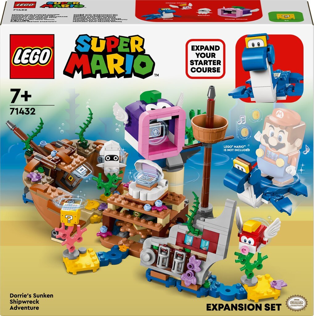 71432 LEGO® Super Mario Dorrie piedzīvojumi uz nogrimuša kuģa – papildu komplekts цена и информация | Konstruktori | 220.lv