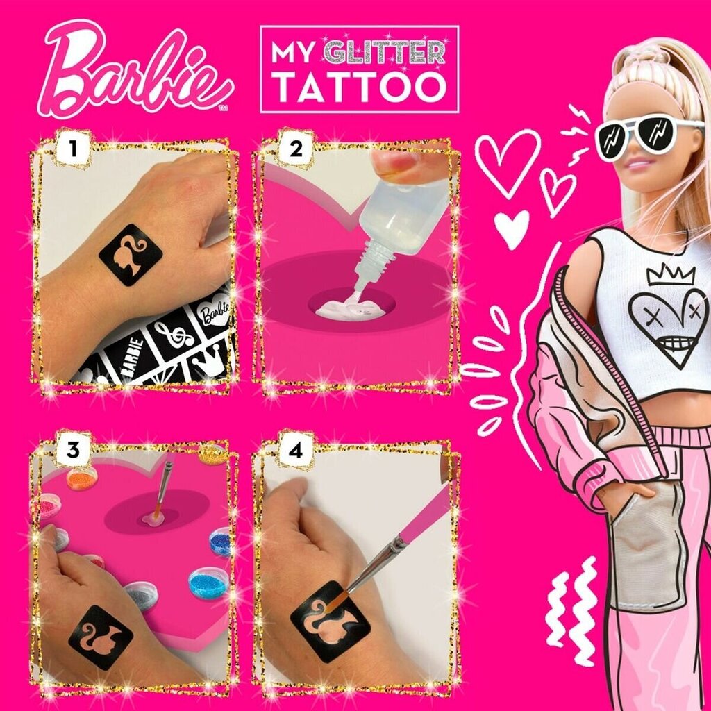 Pagaidu tetovējumi Barbie My Glitter, 20 gab. цена и информация | Kosmētikas otas, sūkļi | 220.lv