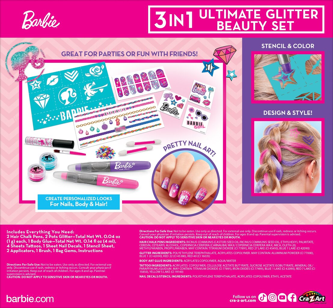 Kosmētikas komplekts Barbie Ultimate Glitter Beauty Style, 1 gab. cena un informācija | Bērnu kosmētika, līdzekļi jaunajām māmiņām | 220.lv