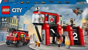 60414 Пожарная часть LEGO® City с пожарной машиной цена и информация | Kонструкторы | 220.lv