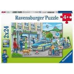 Ravensburger puzle 2x24 gab. Policija rīkojas cena un informācija | Puzles, 3D puzles | 220.lv