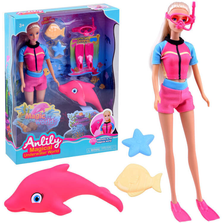Lelle ar delfīnu un aksesuāriem Anlily, 30 cm цена и информация | Rotaļlietas meitenēm | 220.lv