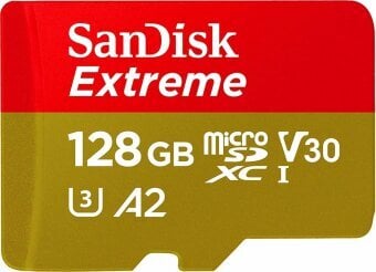 Atmiņas karte Sandisk Extreme 128GB MicroSDXC cena un informācija | Atmiņas kartes fotokamerām | 220.lv