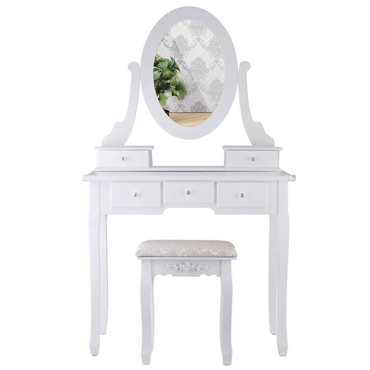 Elegants skaistumkopšanas galds, balts cena un informācija | Kosmētikas galdiņi | 220.lv