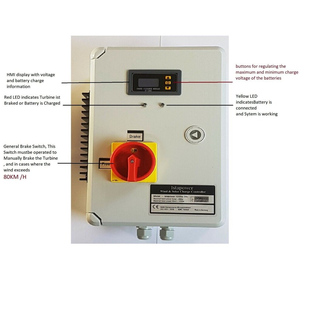 Hibrīda lādētājs vēja ģeneratoram IstaBreeze, i2000W 48V цена и информация | Elektrības ģeneratori | 220.lv