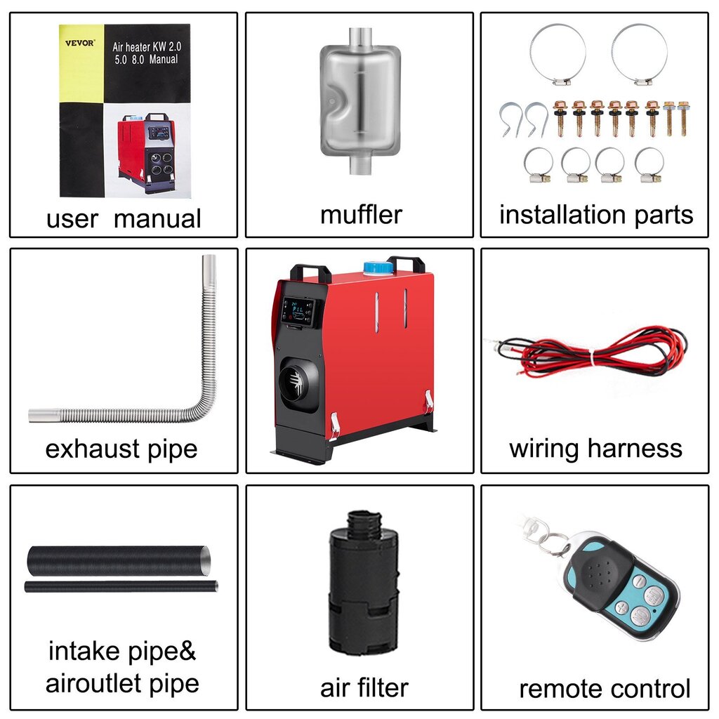 Dīzeļa gaisa sildītājs Vevor 5 KW, 12 V cena un informācija | Sildītāji | 220.lv
