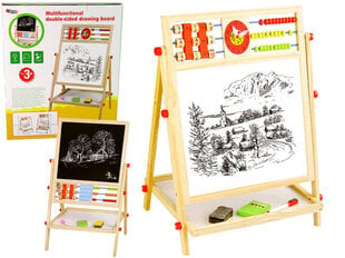 Koka zīmēšanas tāfele Lean Toys 2in1 cena un informācija | Attīstošās rotaļlietas | 220.lv